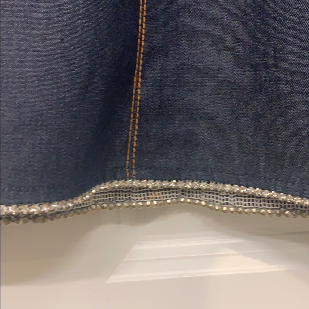 Denim skirt with Crystal,hem